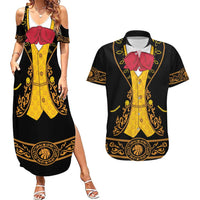 Mexican Mariachi Charro Suit Stylized Couples Matching Summer Maxi Dress and Hawaiian Shirt Cinco de Mayo Fiesta