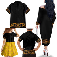 Mexican Mariachi Charro Suit Stylized Family Matching Off The Shoulder Long Sleeve Dress and Hawaiian Shirt Cinco de Mayo Fiesta