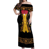 Mexican Mariachi Charro Suit Stylized Off Shoulder Maxi Dress Cinco de Mayo Fiesta