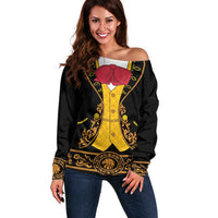 Mexican Mariachi Charro Suit Stylized Off Shoulder Sweater Cinco de Mayo Fiesta