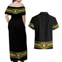 Mexican Charro Suit Stylized Couples Matching Off Shoulder Maxi Dress and Hawaiian Shirt Cinco de Mayo Costume