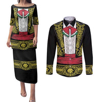 Mexican Charro Suit Stylized Couples Matching Puletasi and Long Sleeve Button Shirt Cinco de Mayo Costume