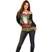 Mexican Charro Suit Stylized Off Shoulder Sweater Cinco de Mayo Costume