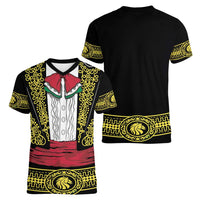 Mexican Charro Suit Stylized Women V-Neck T-Shirt Cinco de Mayo Costume
