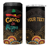 Personalized Mexico Cinco de Mayo Fiesta 4 in 1 Can Cooler Tumbler Traditional Sombrero Hat