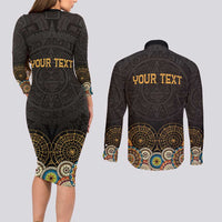 Personalized Mexico Cinco de Mayo Fiesta Couples Matching Long Sleeve Bodycon Dress and Long Sleeve Button Shirt Traditional Sombrero Hat