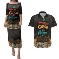 Personalized Mexico Cinco de Mayo Fiesta Couples Matching Puletasi and Hawaiian Shirt Traditional Sombrero Hat