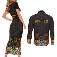 Personalized Mexico Cinco de Mayo Fiesta Couples Matching Short Sleeve Bodycon Dress and Long Sleeve Button Shirt Traditional Sombrero Hat