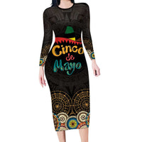 Personalized Mexico Cinco de Mayo Fiesta Family Matching Long Sleeve Bodycon Dress and Hawaiian Shirt Traditional Sombrero Hat