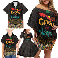 Personalized Mexico Cinco de Mayo Fiesta Family Matching Off Shoulder Short Dress and Hawaiian Shirt Traditional Sombrero Hat