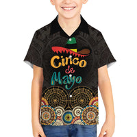 Personalized Mexico Cinco de Mayo Fiesta Family Matching Off Shoulder Short Dress and Hawaiian Shirt Traditional Sombrero Hat