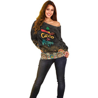 Personalized Mexico Cinco de Mayo Fiesta Off Shoulder Sweater Traditional Sombrero Hat