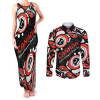 Canada National Indigenous Peoples Day 2024 Couples Matching Tank Maxi Dress and Long Sleeve Button Shirt Haida Pattern - Wonder Print Shop