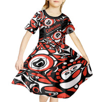 Canada National Indigenous Peoples Day 2024 Kid Short Sleeve Dress Haida Pattern - Wonder Print Shop