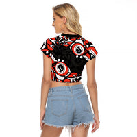 Canada National Indigenous Peoples Day 2024 Raglan Cropped T Shirt Haida Pattern - Wonder Print Shop
