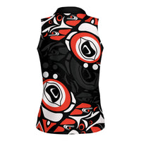 Canada National Indigenous Peoples Day 2024 Women Sleeveless Polo Shirt Haida Pattern - Wonder Print Shop