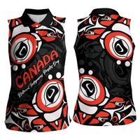 Canada National Indigenous Peoples Day 2024 Women Sleeveless Polo Shirt Haida Pattern - Wonder Print Shop