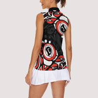 Canada National Indigenous Peoples Day 2024 Women Sleeveless Polo Shirt Haida Pattern - Wonder Print Shop