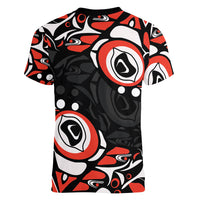 Canada National Indigenous Peoples Day 2024 Women V-Neck T-Shirt Haida Pattern - Wonder Print Shop