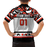 Canada Hockey 2024 Family Matching Long Sleeve Bodycon Dress and Hawaiian Shirt Haida Maple Leaf - Wonder Print Shop