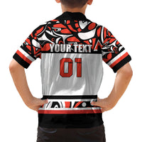 Canada Hockey 2024 Family Matching Short Sleeve Bodycon Dress and Hawaiian Shirt Haida Maple Leaf - Wonder Print Shop