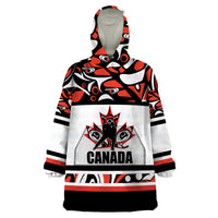 Canada Hockey 2024 Wearable Blanket Hoodie Haida Maple Leaf - Wonder Print Shop