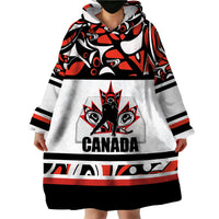 Canada Hockey 2024 Wearable Blanket Hoodie Haida Maple Leaf - Wonder Print Shop