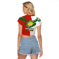 26 June Madagascar Independence Day Raglan Cropped T Shirt Baobab Mix African Pattern - Wonder Print Shop