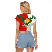 Personalised 26 June Madagascar Independence Day Raglan Cropped T Shirt Baobab Mix African Pattern - Wonder Print Shop