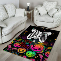 Halloween Skeleton Area Rug Trick or Treat Witch Pumpkin Colorful - Wonder Print Shop