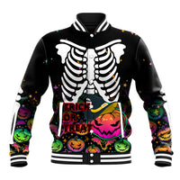 Halloween Skeleton Baseball Jacket Trick or Treat Witch Pumpkin Colorful - Wonder Print Shop