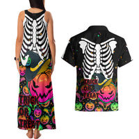 Halloween Skeleton Couples Matching Tank Maxi Dress and Hawaiian Shirt Trick or Treat Witch Pumpkin Colorful - Wonder Print Shop