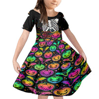 Halloween Skeleton Family Matching Mermaid Dress and Hawaiian Shirt Trick or Treat Witch Pumpkin Colorful - Wonder Print Shop