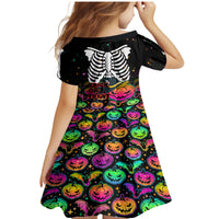 Halloween Skeleton Family Matching Mermaid Dress and Hawaiian Shirt Trick or Treat Witch Pumpkin Colorful - Wonder Print Shop