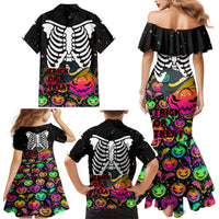 Halloween Skeleton Family Matching Mermaid Dress and Hawaiian Shirt Trick or Treat Witch Pumpkin Colorful - Wonder Print Shop
