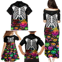 Halloween Skeleton Family Matching Puletasi Dress and Hawaiian Shirt Trick or Treat Witch Pumpkin Colorful - Wonder Print Shop