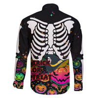 Halloween Skeleton Family Matching Short Sleeve Bodycon Dress and Hawaiian Shirt Trick or Treat Witch Pumpkin Colorful - Wonder Print Shop