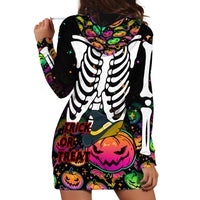Halloween Skeleton Hoodie Dress Trick or Treat Witch Pumpkin Colorful - Wonder Print Shop