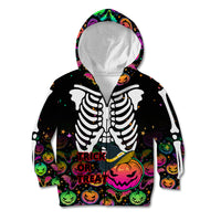 Halloween Skeleton Kid Hoodie Trick or Treat Witch Pumpkin Colorful - Wonder Print Shop
