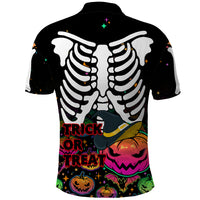 Halloween Skeleton Polo Shirt Trick or Treat Witch Pumpkin Colorful - Wonder Print Shop