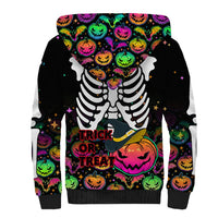 Halloween Skeleton Sherpa Hoodie Trick or Treat Witch Pumpkin Colorful - Wonder Print Shop