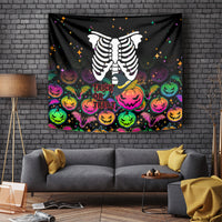 Halloween Skeleton Tapestry Trick or Treat Witch Pumpkin Colorful - Wonder Print Shop