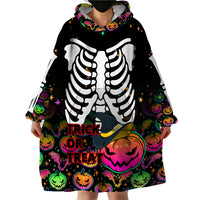 Halloween Skeleton Wearable Blanket Hoodie Trick or Treat Witch Pumpkin Colorful - Wonder Print Shop