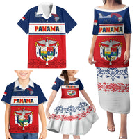 Panama Independence Day Family Matching Puletasi Dress and Hawaiian Shirt Coat Of Arms Pollera Pattern - Wonder Print Shop