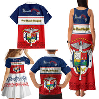 Panama Independence Day Family Matching Tank Maxi Dress and Hawaiian Shirt Coat Of Arms Pollera Pattern - Wonder Print Shop