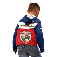 Panama Independence Day Kid Hoodie Coat Of Arms Pollera Pattern - Wonder Print Shop