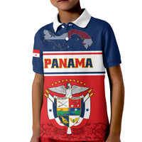 Panama Independence Day Kid Polo Shirt Coat Of Arms Pollera Pattern - Wonder Print Shop