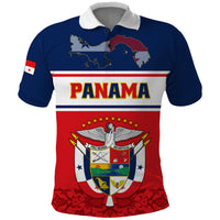 Panama Independence Day Polo Shirt Coat Of Arms Pollera Pattern - Wonder Print Shop