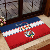 Panama Independence Day Rubber Doormat Coat Of Arms Pollera Pattern - Wonder Print Shop