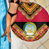 Angola Independence Day Beach Blanket Coat Of Arms Samakaka Pattern - Wonder Print Shop
